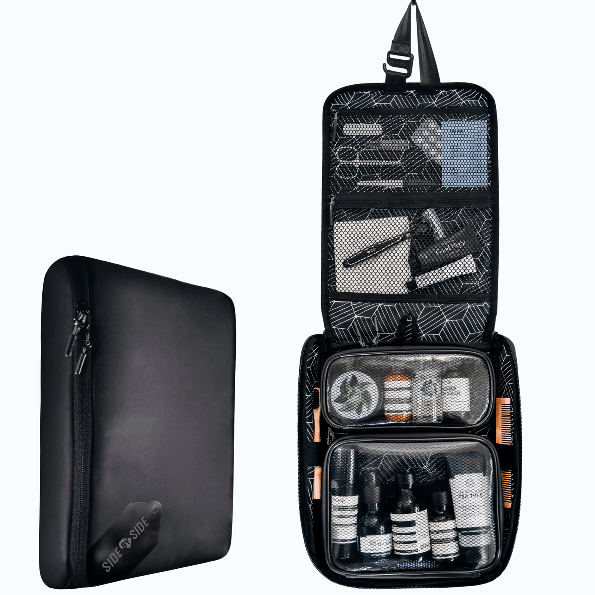 black travel toiletry bag SIDE BY SIDE - TOILETRY BAG